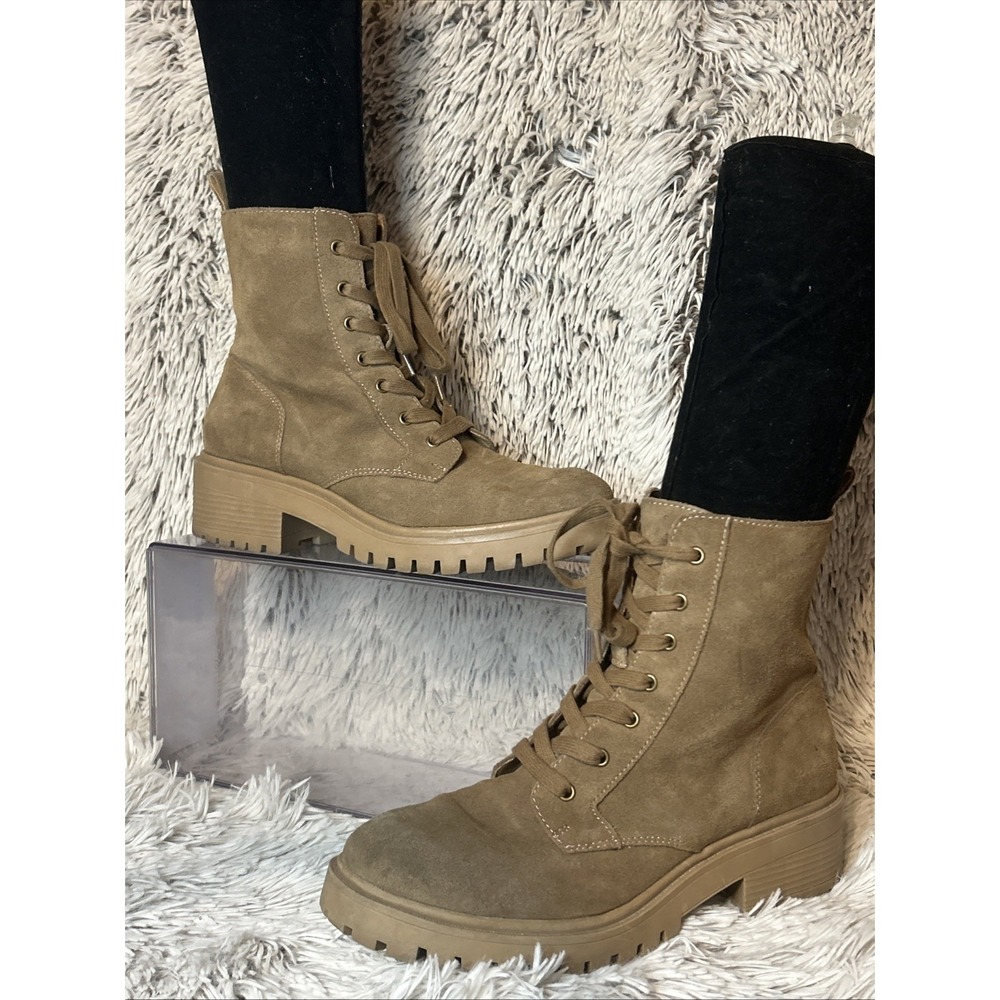 Crown Vintage‎ Telinda Combat Boot Women's 8.5 Brown Suede Leather Chunky